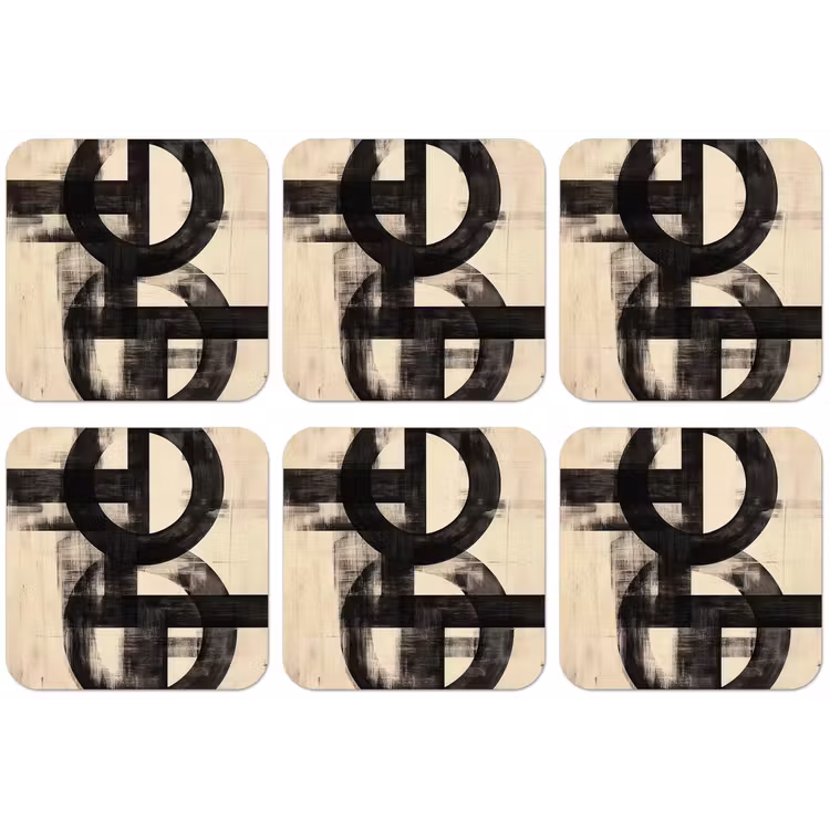 Cirkels - Balken - Zwart - Abstract onderzetter kurk middel -zkaufland3dotto