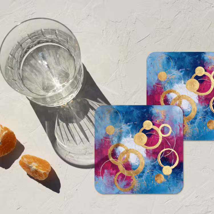 Cirkels - Goud - Abstract onderzetter kurk middel -sfeer4