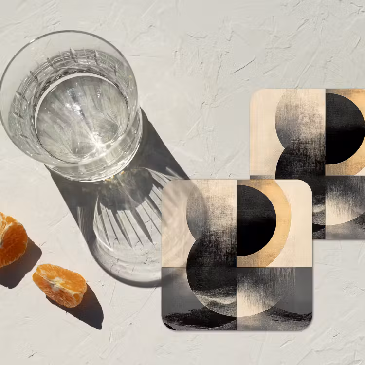 Cirkels - Schaduw - Abstract onderzetter kurk middel -sfeer4