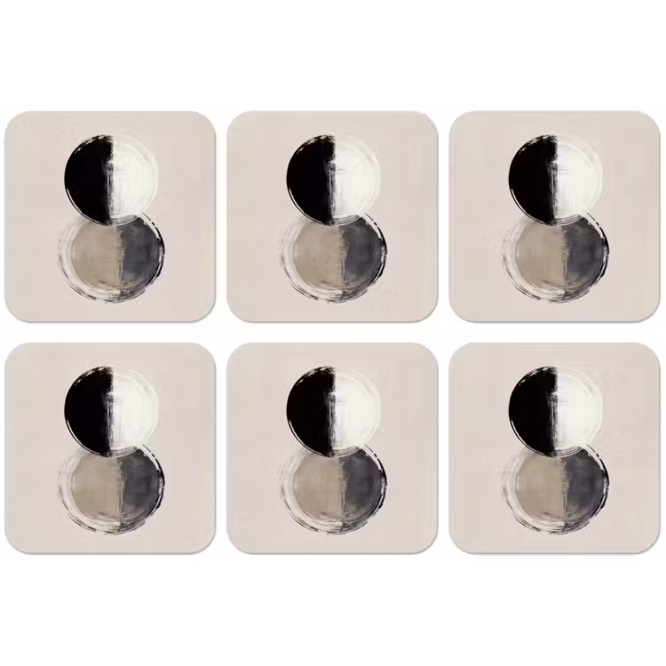Cirkels - Strepen - Minimalistisch - Zwart onderzetter kurk middel -zkaufland3dotto