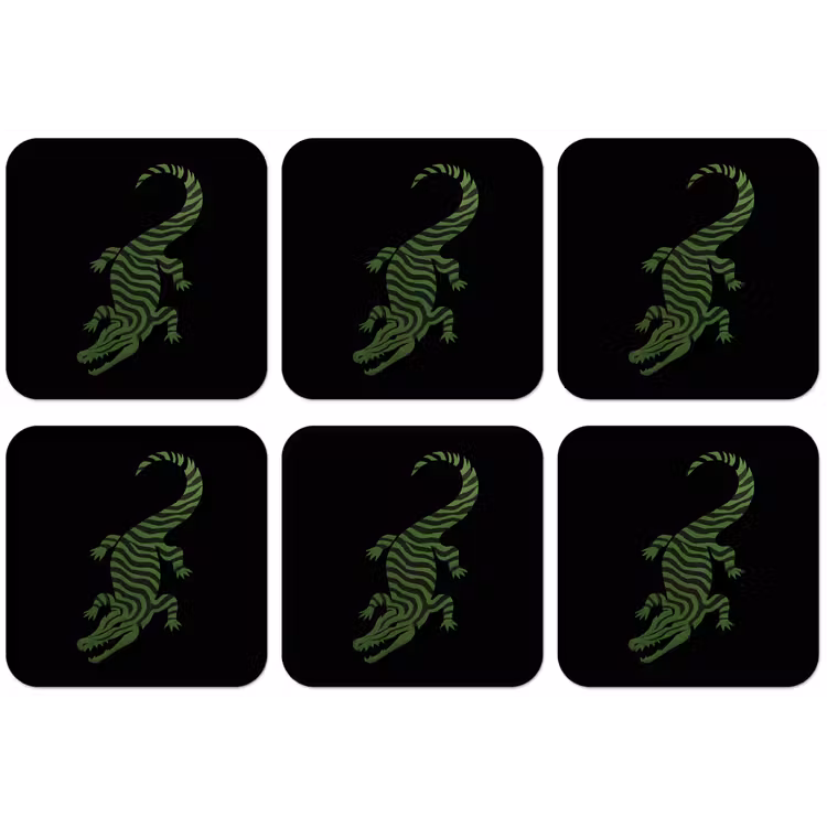 Krokodil - Groen - Tijgerachtig - Strepen onderzetter kurk middel -zkaufland3dotto
