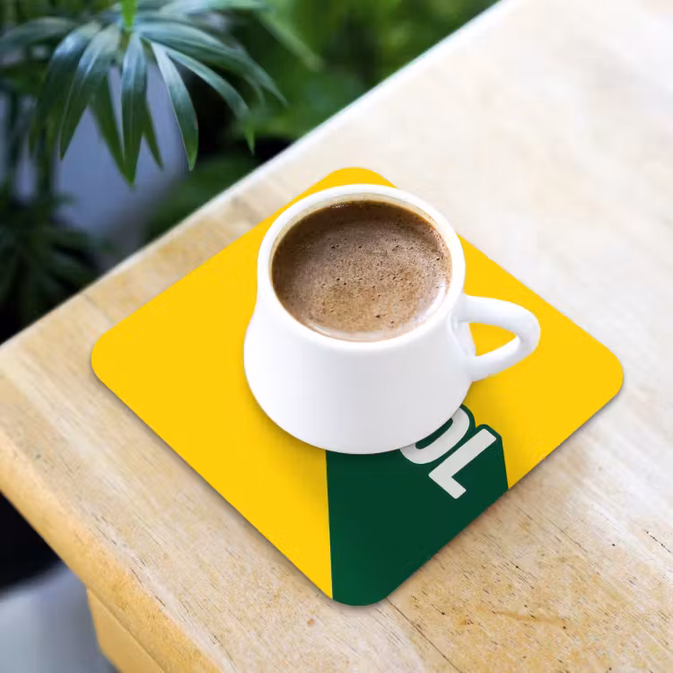 Cool - Geel - Groen onderzetter kurk middel -sfeer5