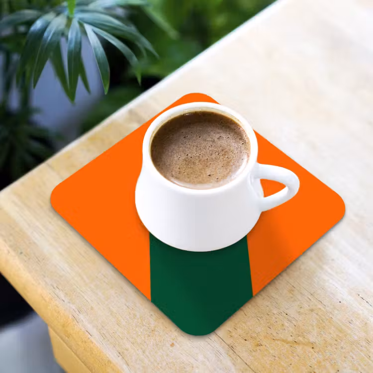 Cool - Oranje - Groen onderzetter kurk middel -sfeer5