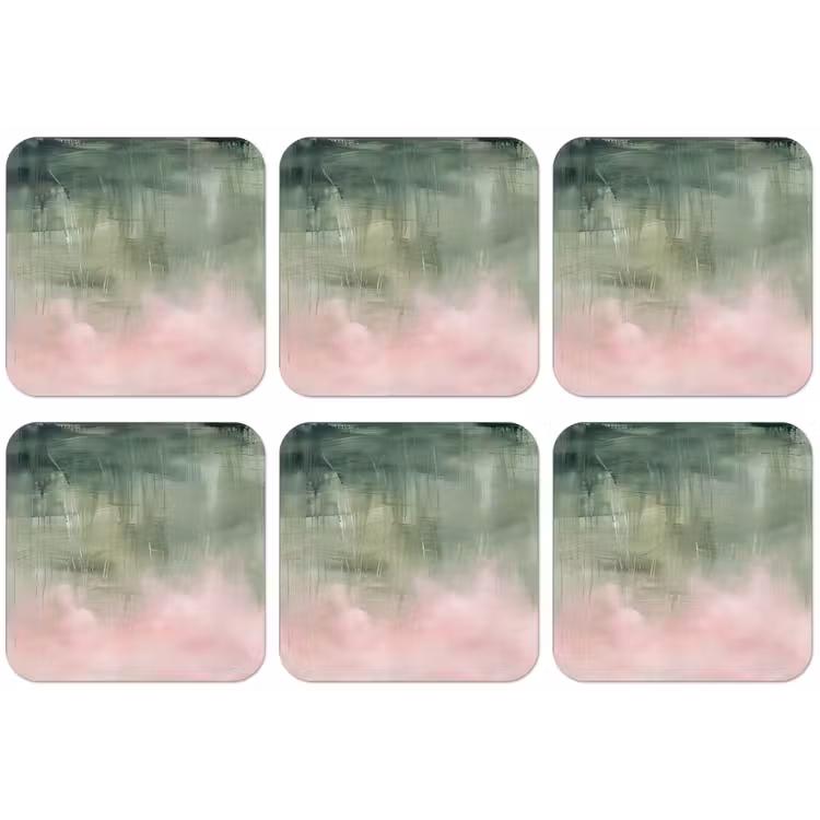 Kunst - Abstract - Modern - Groen - Roze onderzetter kurk middel -zkaufland3dotto