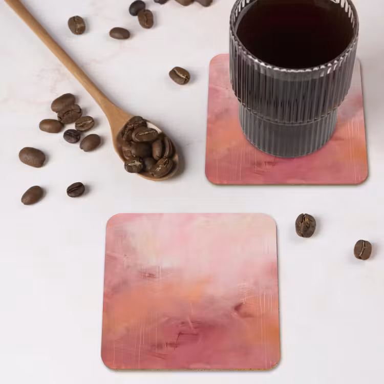 Kunst - Vloeiend - Pastel - Abstract onderzetter kurk middel -sfeer2