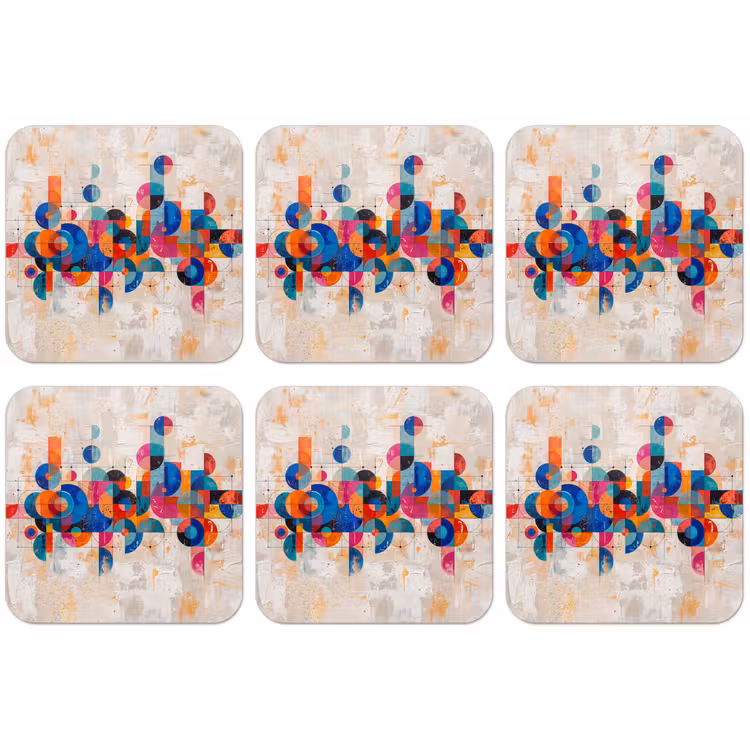 Kunst - Geometrisch - Abstract - Kleurrijk onderzetter kurk middel -zkaufland3dotto