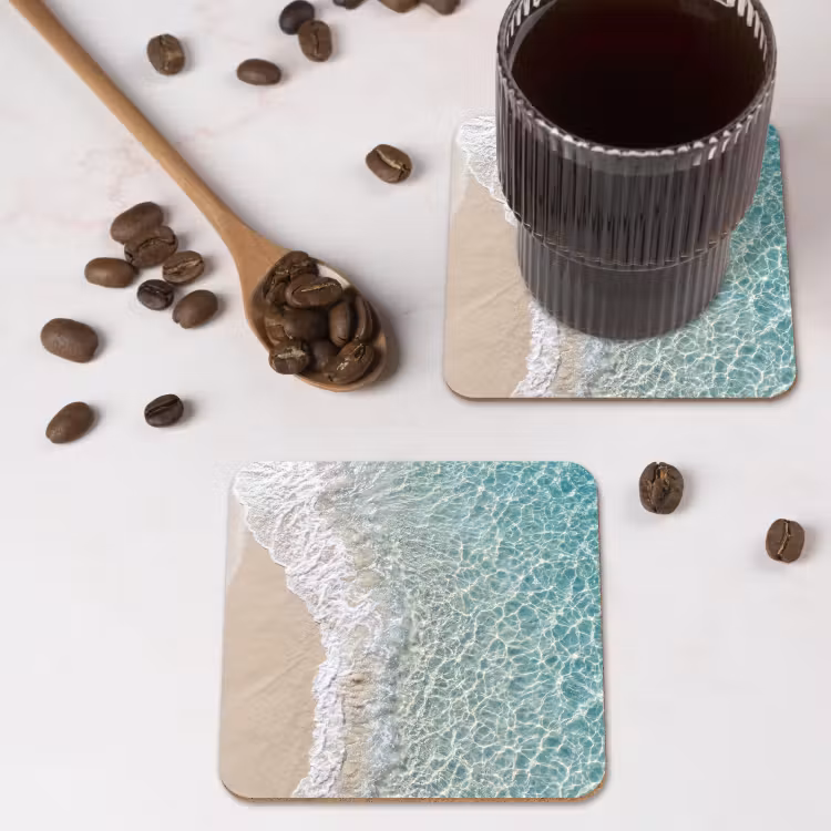 Kust - Zand - Blauw onderzetter kurk middel -sfeer2
