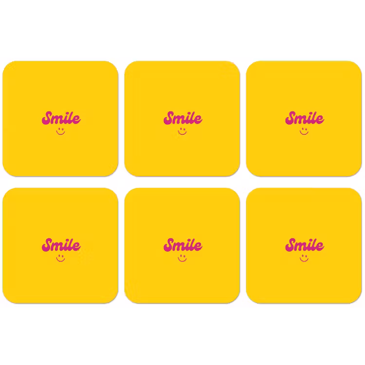Smile - Geel - Roze onderzetter kurk middel -zkaufland3dotto