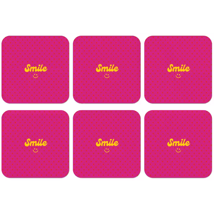 Smile - Stippen - Roze onderzetter kurk middel -zkaufland3dotto