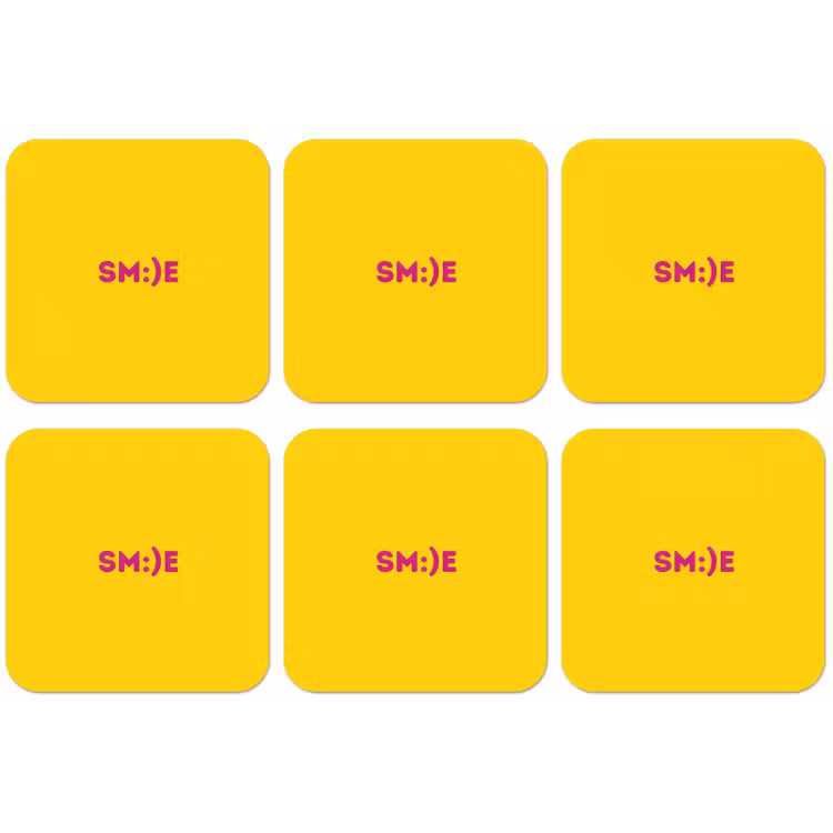 Smile - Roze - Geel onderzetter kurk middel -zkaufland3dotto