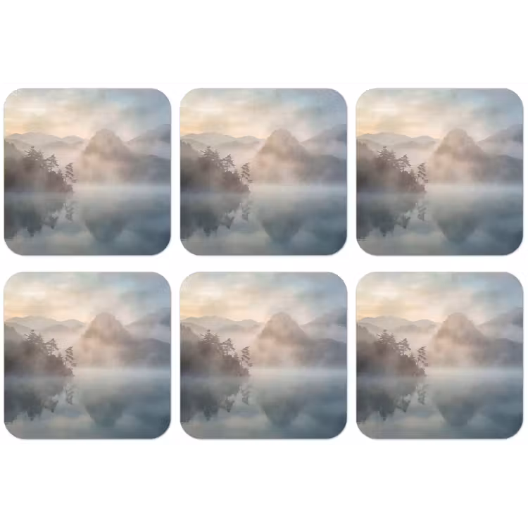 Landschap - Bergen - Mist - Water - Natuur onderzetter kurk middel -zkaufland3dotto
