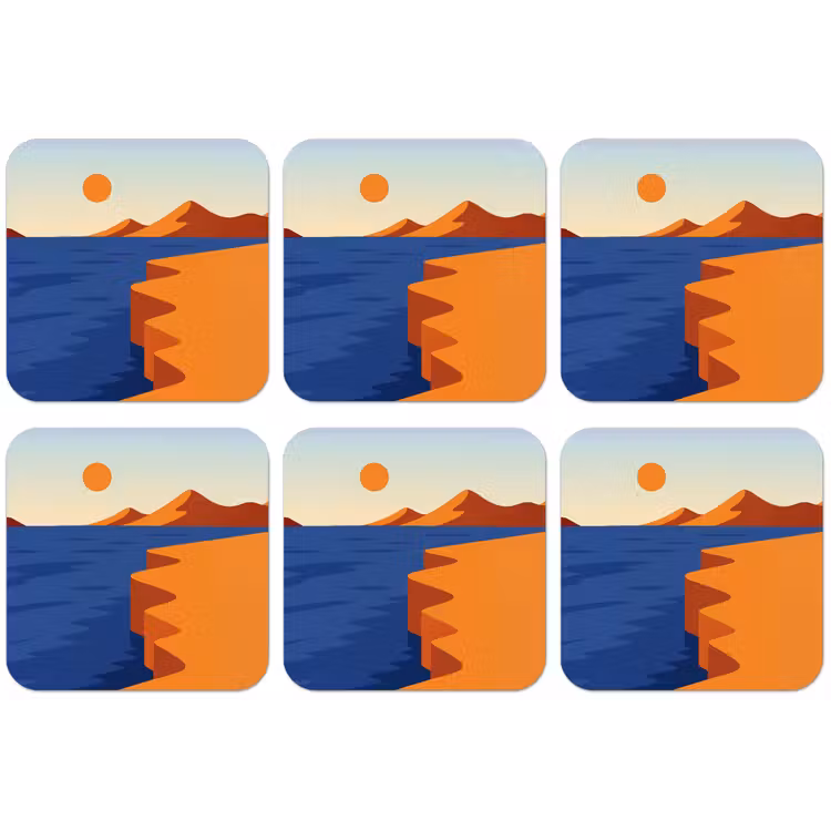 Landschap - Bergen - Zon - Zee onderzetter kurk middel -zkaufland3dotto