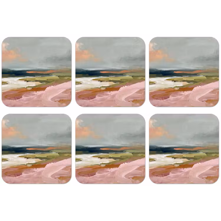 Landschap - Rivier - Abstract - Roze - Groen onderzetter kurk middel -zkaufland3dotto