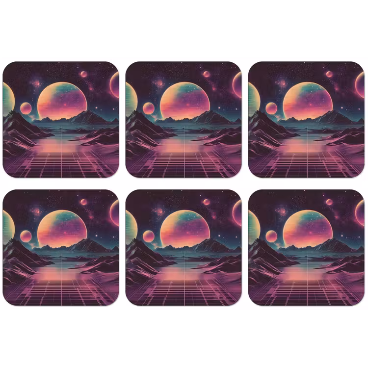 Landschap - Planeten - Horizon - Paars onderzetter kurk middel -zkaufland3dotto