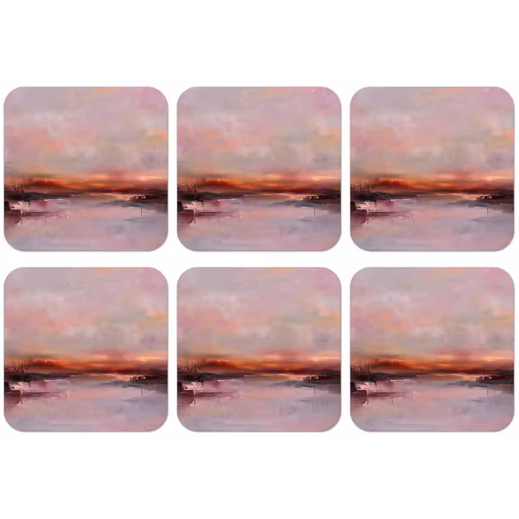 Landschap - Zonsondergang - Abstract - Modern - Roze onderzetter kurk middel -zkaufland3dotto