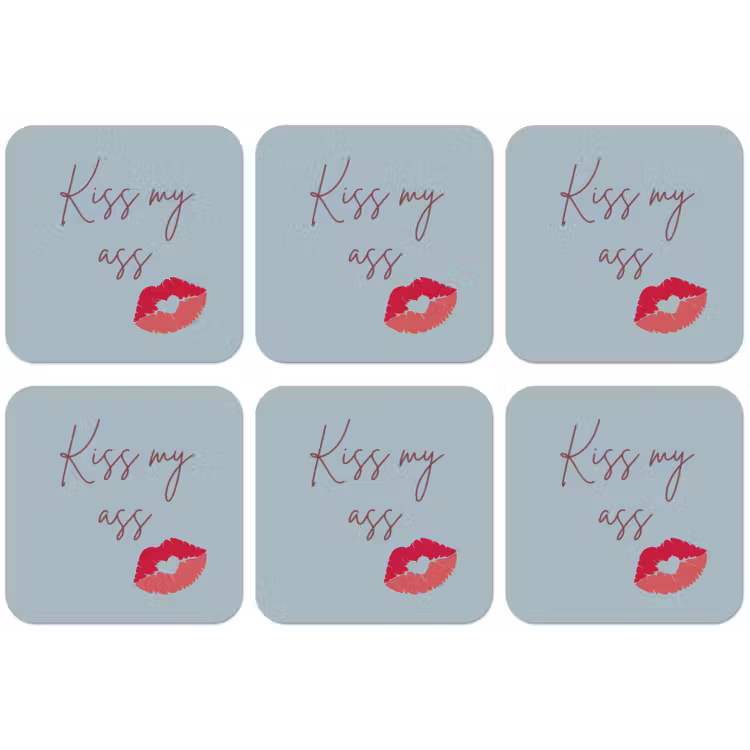 Kiss my ass - Lip - Blauw onderzetter kurk middel -zkaufland3dotto