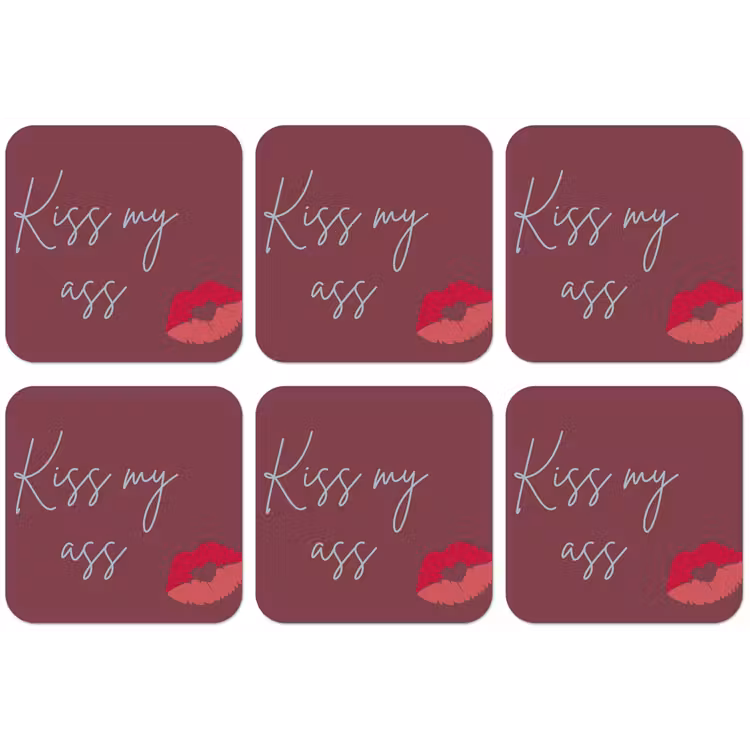 Kiss my ass - Lip - Bordeaux onderzetter kurk middel -zkaufland3dotto