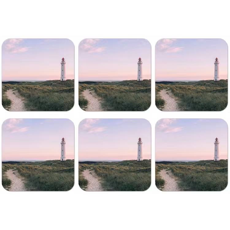 Vuurtoren - Duinlandschap - Zee onderzetter kurk middel -zkaufland3dotto