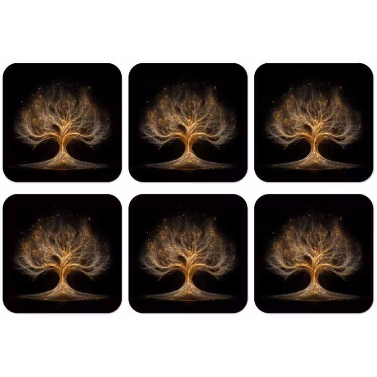 Lichtjes - Boom - Abstract - Zwart onderzetter kurk middel -zkaufland3dotto