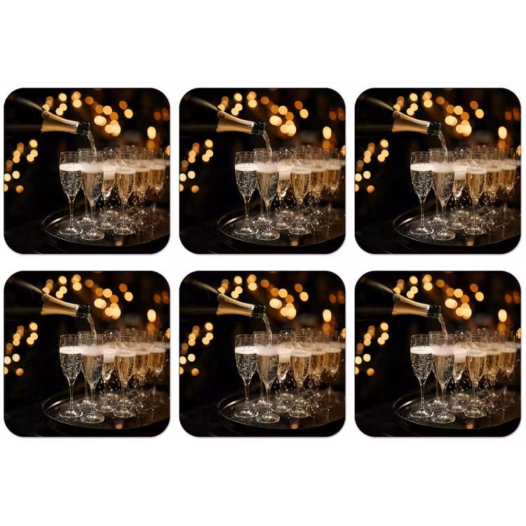Lichtjes - Champagne - Dienblad - Glazen onderzetter kurk middel -zkaufland3dotto