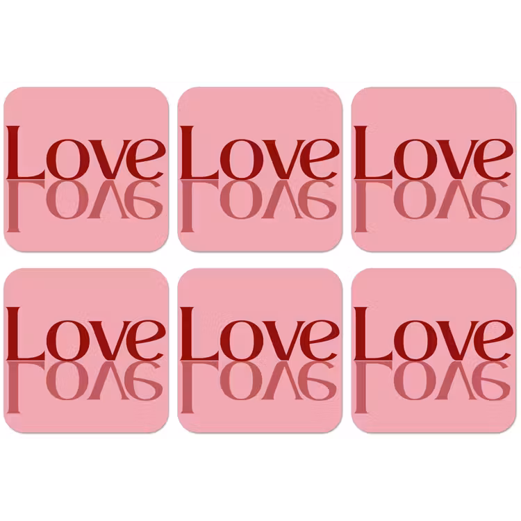Love - Roze - Spiegeling onderzetter kurk middel -zkaufland3dotto