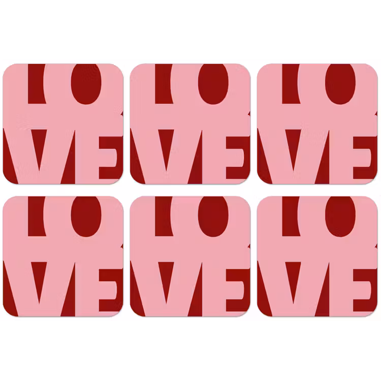 Love - Rood - Blokletters onderzetter kurk middel -zkaufland3dotto