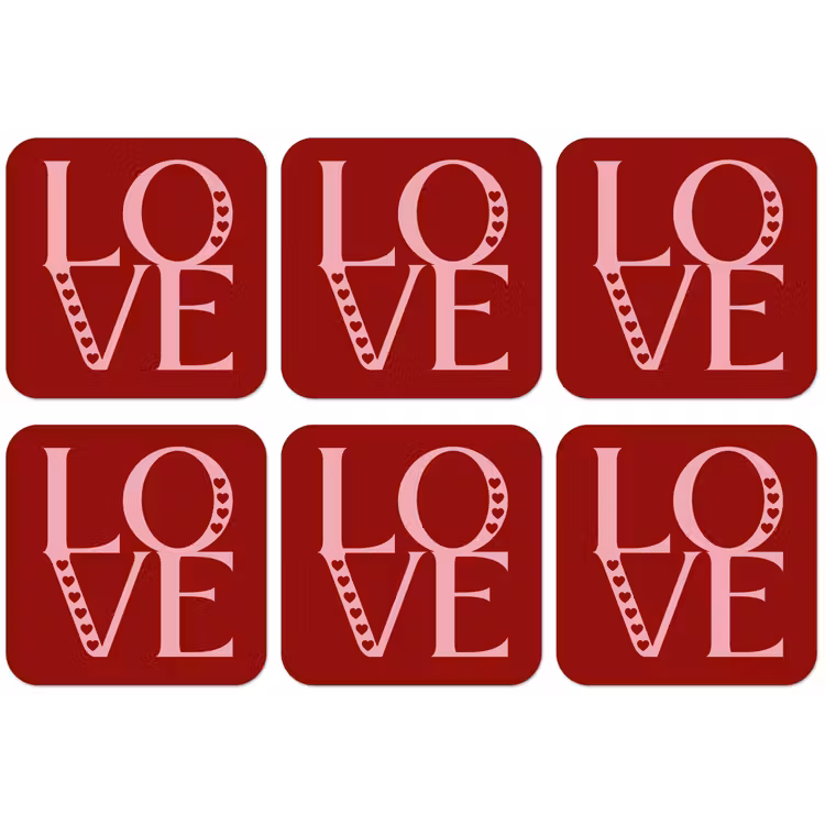 Love - Rood - Hatjes onderzetter kurk middel -zkaufland3dotto