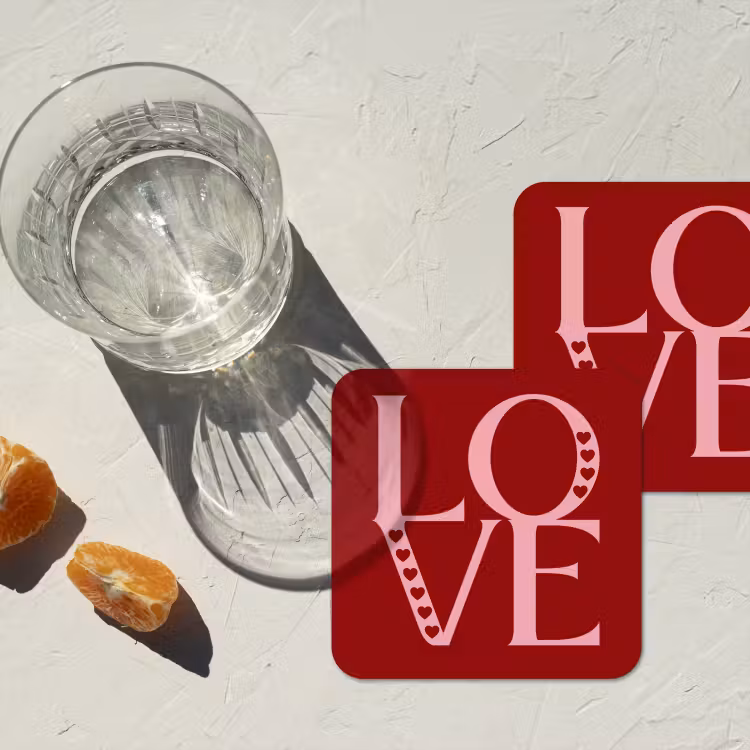 Love - Rood - Hatjes onderzetter kurk middel -sfeer4