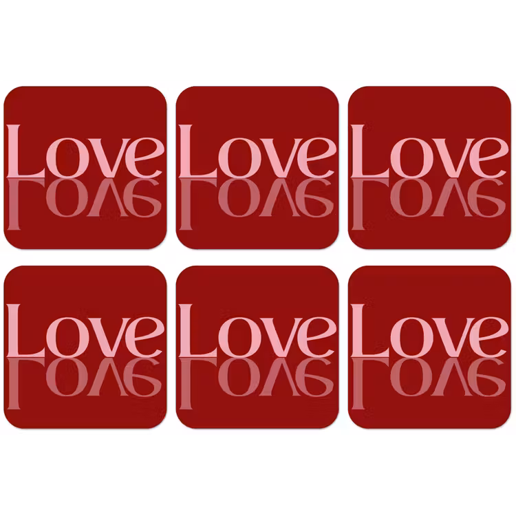 Love - Spiegeling - Rood onderzetter kurk middel -zkaufland3dotto