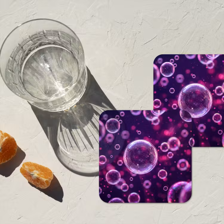 Paars - Bubbels - Schuim onderzetter kurk middel -sfeer4