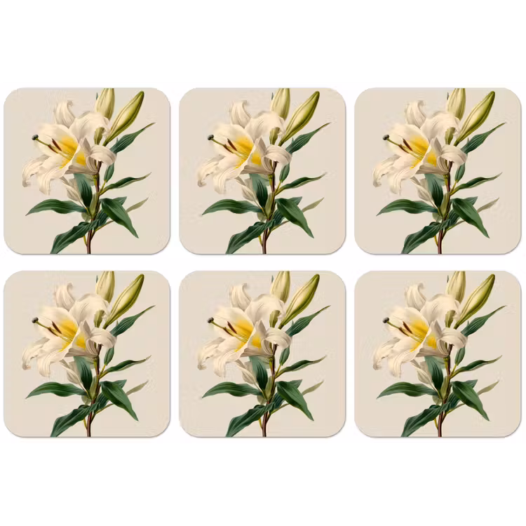Lelie - Elegant - Botanisch - Beige onderzetter kurk middel -zkaufland3dotto