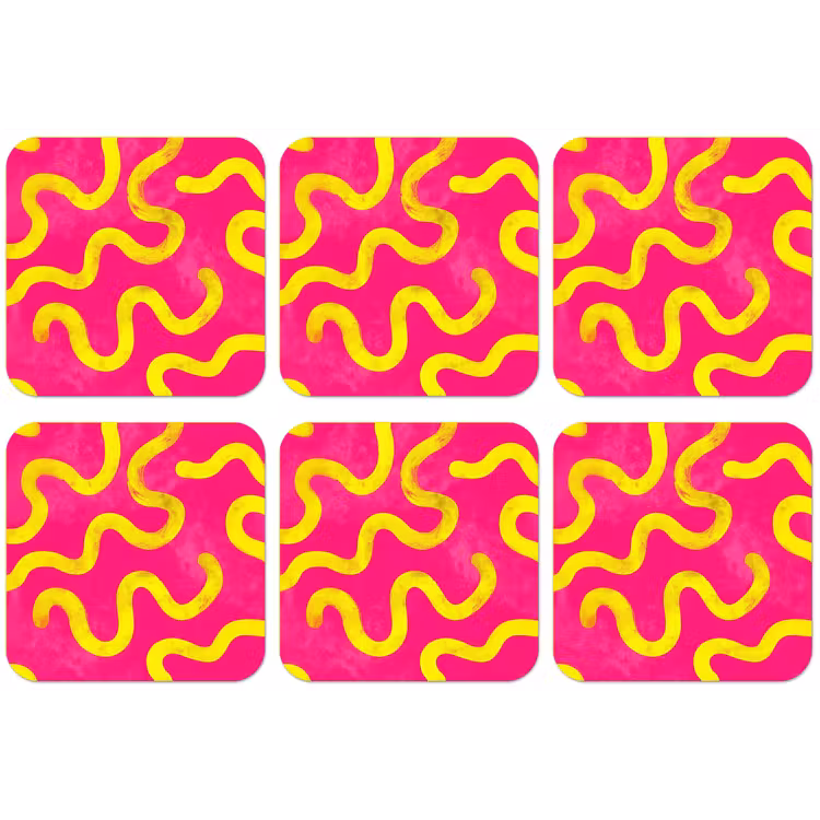 Lijn - Geel - Abstract onderzetter kurk middel -zkaufland3dotto