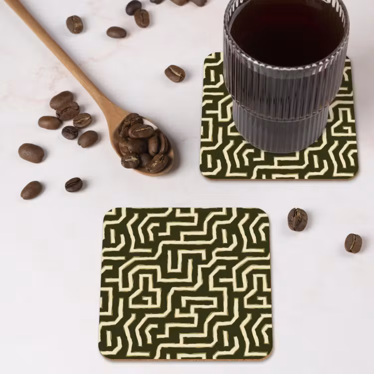 Lijnen - Abstract - Groen onderzetter kurk middel 366 -sfeer2