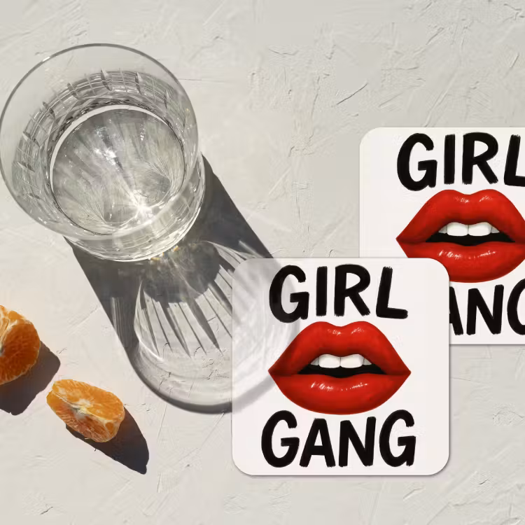 Lip - Girl - Rood - Letters onderzetter kurk middel -sfeer4