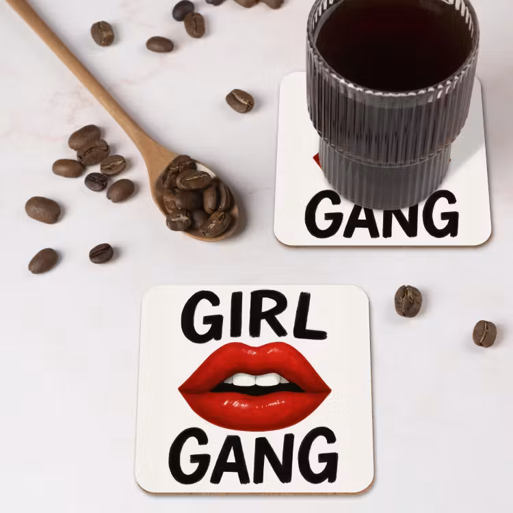 Lip - Girl - Rood - Letters onderzetter kurk middel -sfeer2