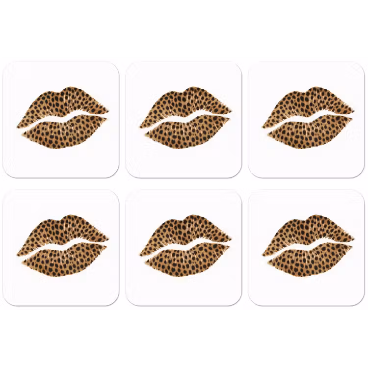 Lip - Panterprint - Minimalistisch - Wit onderzetter kurk middel -zkaufland3dotto