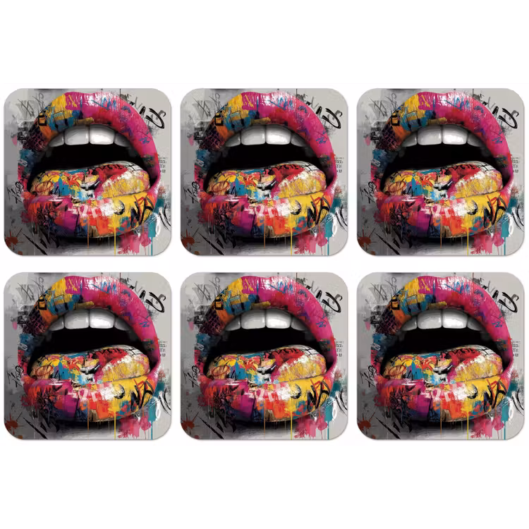 Lippen - Graffiti - Expressief onderzetter kurk middel -zkaufland3dotto
