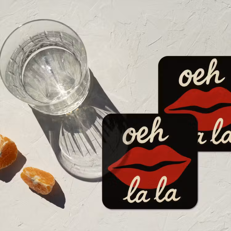 Lip - Rood - Quote onderzetter kurk middel -sfeer4