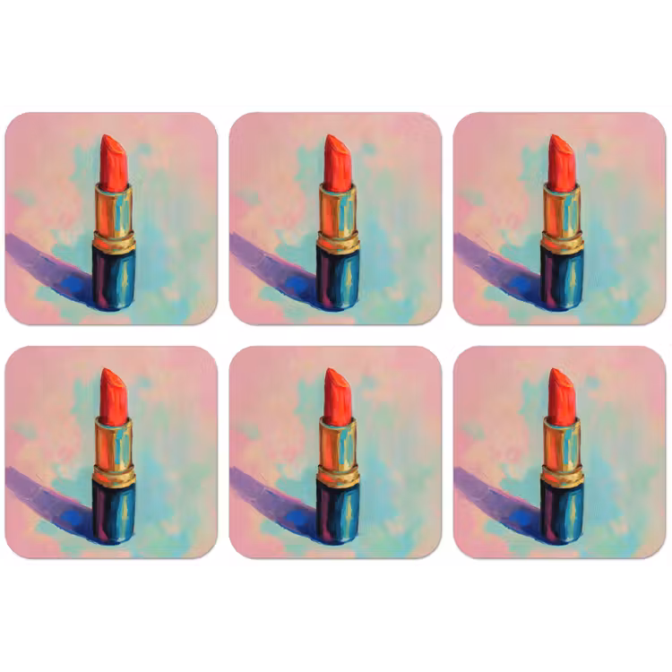 Lippenstift - Rood - Penseelstreken onderzetter kurk middel -zkaufland3dotto