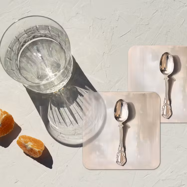 Lepel - Verf - Zilver onderzetter kurk middel -sfeer4