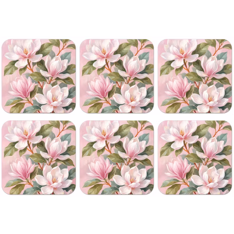 Magnolia's - Patroon - Roze onderzetter kurk middel -zkaufland3dotto