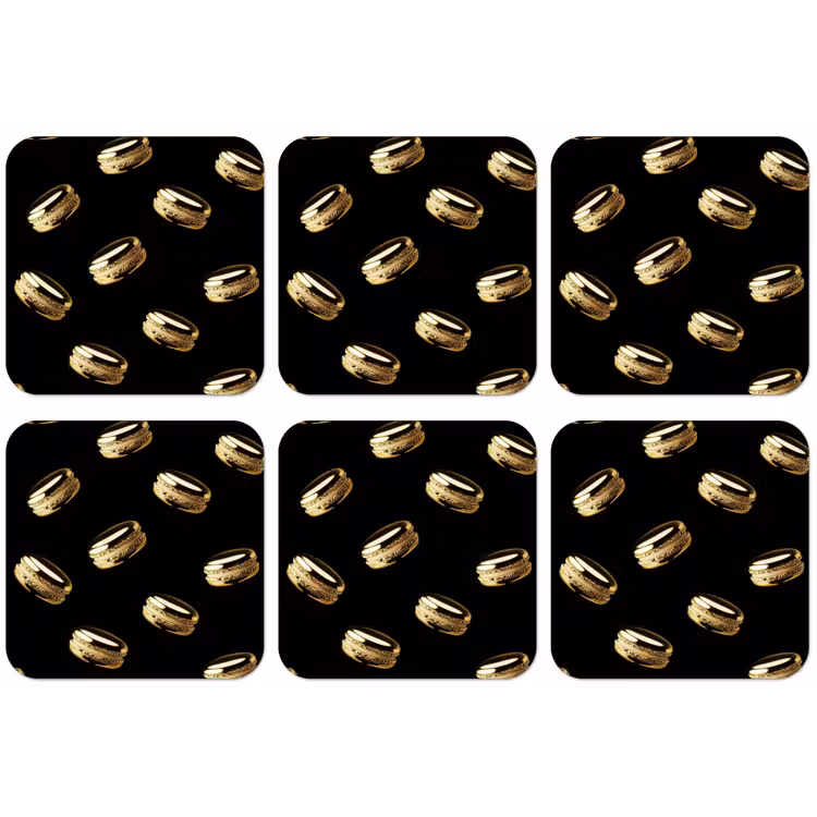 Macarons - Patroon - Goud - Zwart onderzetter kurk middel -zkaufland3dotto