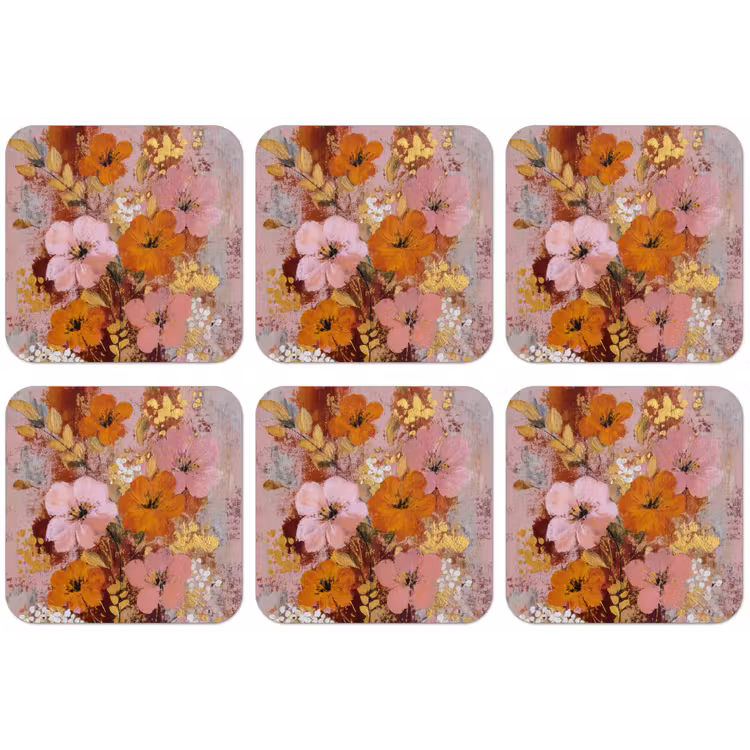 Schilderij - Bloemen - Rustiek - Roze onderzetter kurk middel -zkaufland3dotto