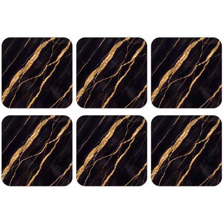 Marmer - Goud - Textuur - Abstract - Zwart onderzetter kurk middel -zkaufland3dotto