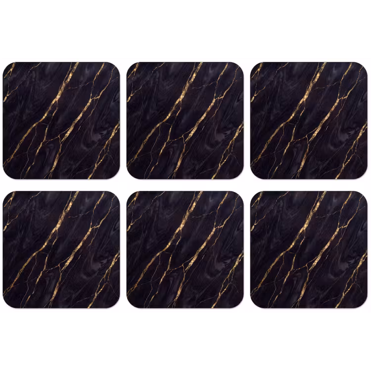 Marmer - Gouden aders - Abstract - Zwart onderzetter kurk middel -zkaufland3dotto