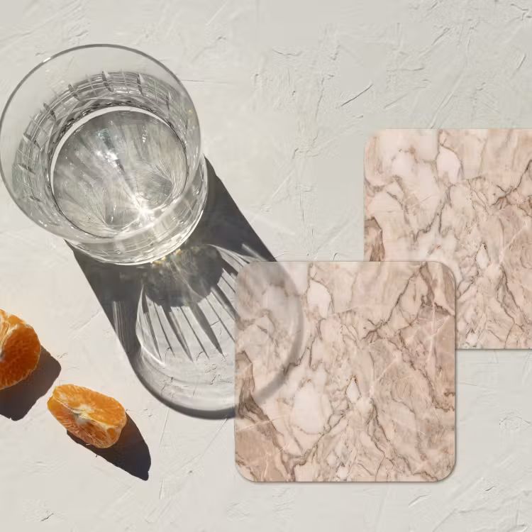 Marmer - Aderen - Textuur - Beige - Modern onderzetter kurk middel -sfeer4