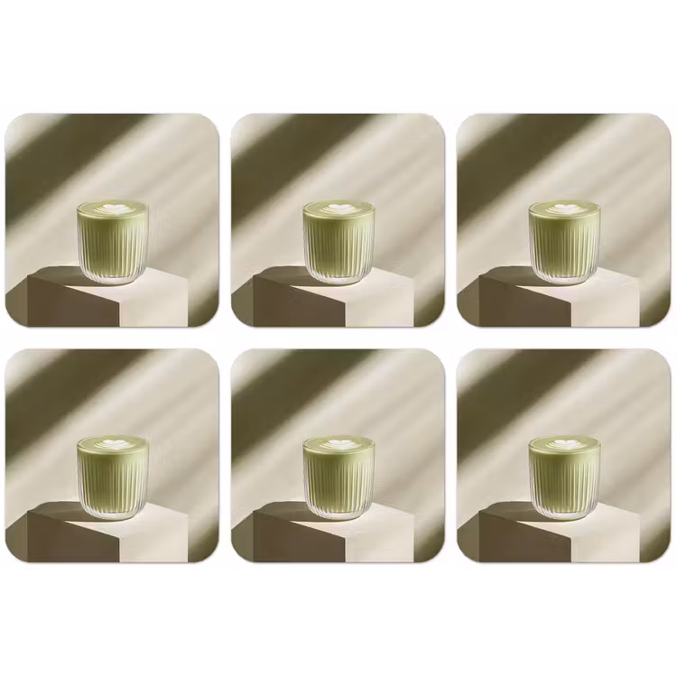 Matcha - Glas - Groen - Minimalistisch onderzetter kurk middel -zkaufland3dotto