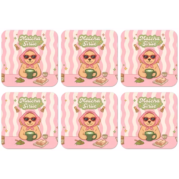 Matcha - Hond - Roze - Groen onderzetter kurk middel -zkaufland3dotto