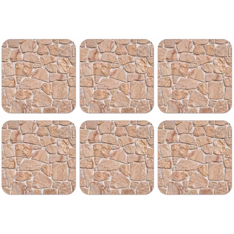 Muur - Steen - Patroon - Rustiek - Beige onderzetter kurk middel -zkaufland3dotto