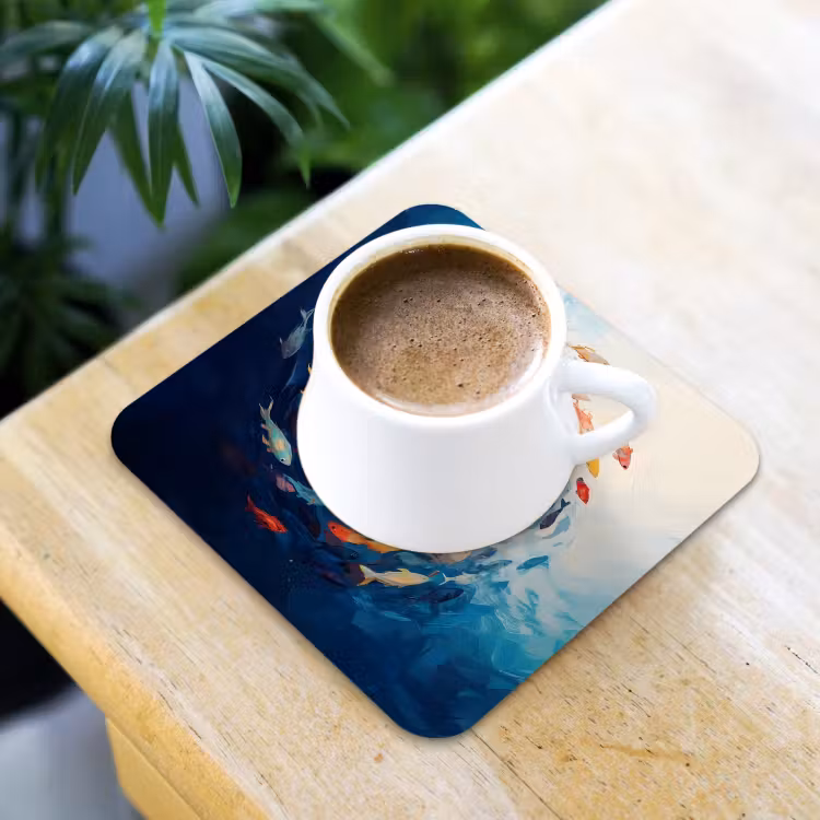 Zee - Vissen - Kleurrijk - Dynamisch onderzetter kurk middel -sfeer5